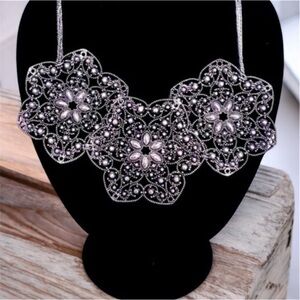 Starfish Project Necklace pewter tone metal‎ filigree medallion adjustable chain